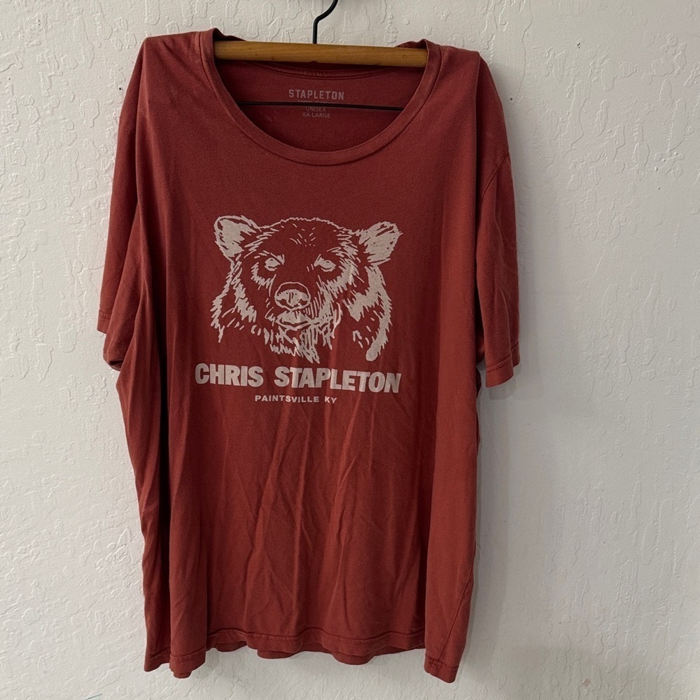 Chris Stapleton Burnt Brick Red XXL Band T Shirt Flawed